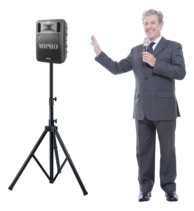 Portable PA system with wireless microphone Portable PA system with wireless microphone